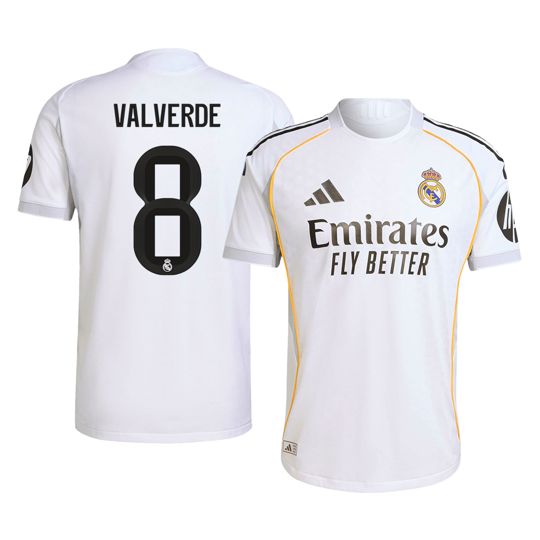 Jogador VALVERDE #8 Real Madrid Casa Futebol Camisas 2025/26 Branco camisola de futebol