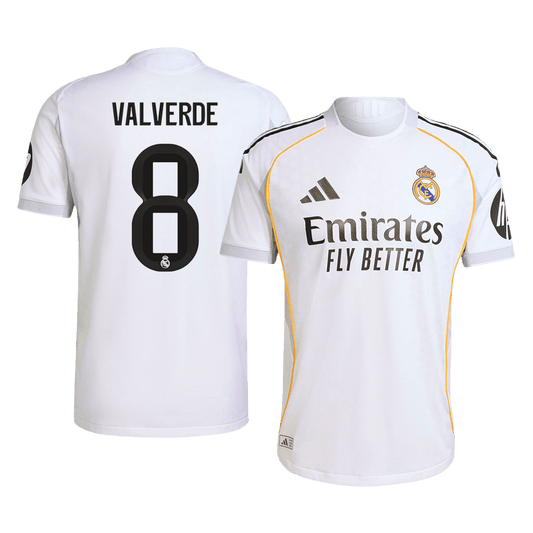 Jogador VALVERDE #8 Real Madrid Casa Futebol Camisas 2025/26 Branco camisola de futebol