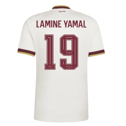 LAMINE YAMAL #19 Spain Fora Copa do Mundo Camisa 2026 Branco - camisola de futebol para adeptos em