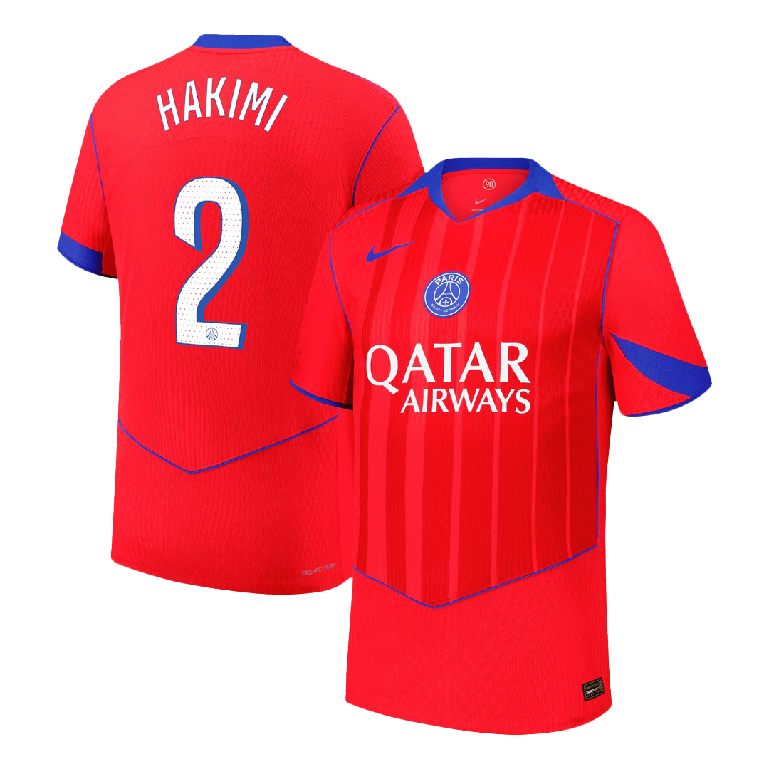 Jogador HAKIMI #2 PSG Terceira Futebol Camisas 2025/26 Vermelho camisola de futebol
