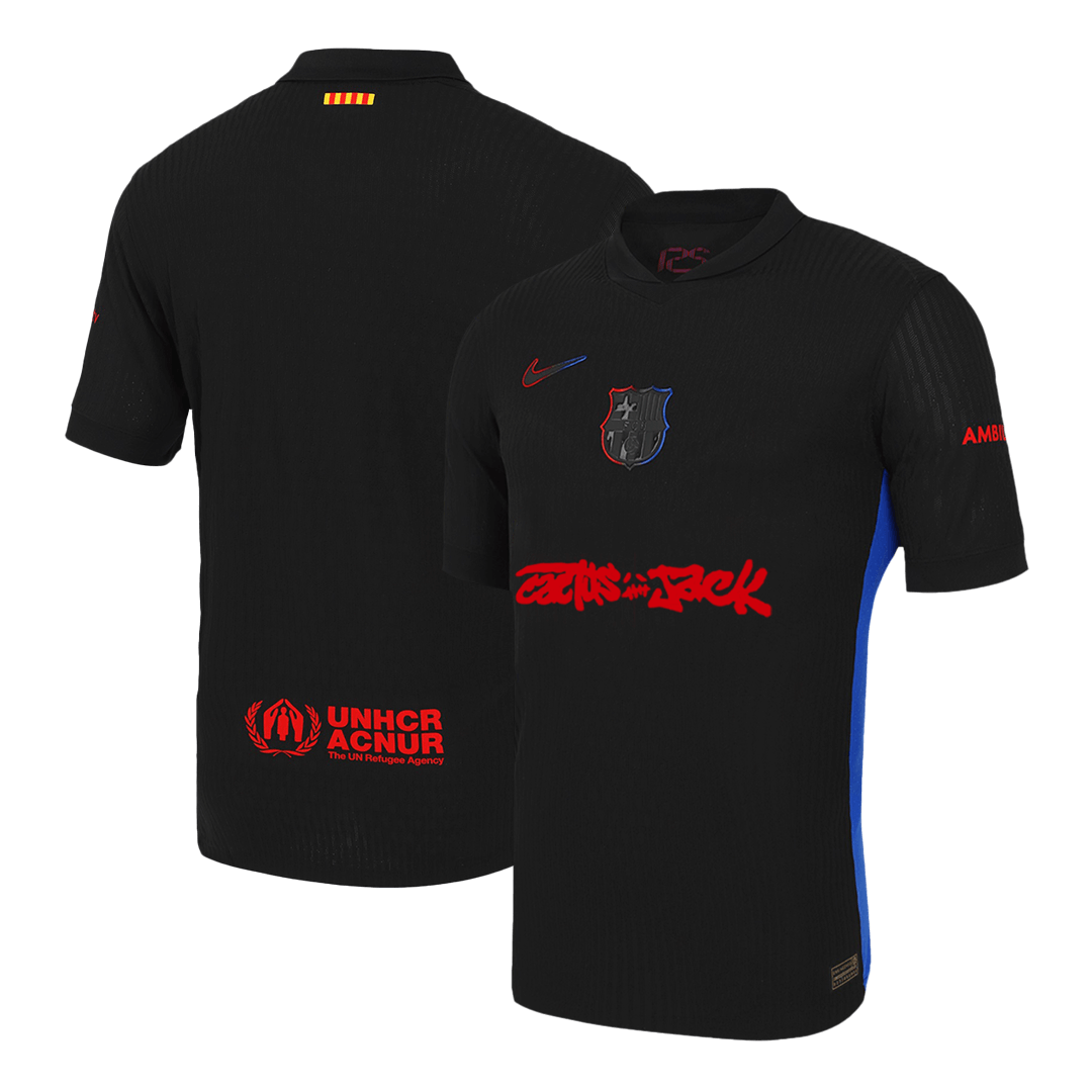 Camisola de futebol Jogador Barcelona vs Travis Scott, camisola alternativa