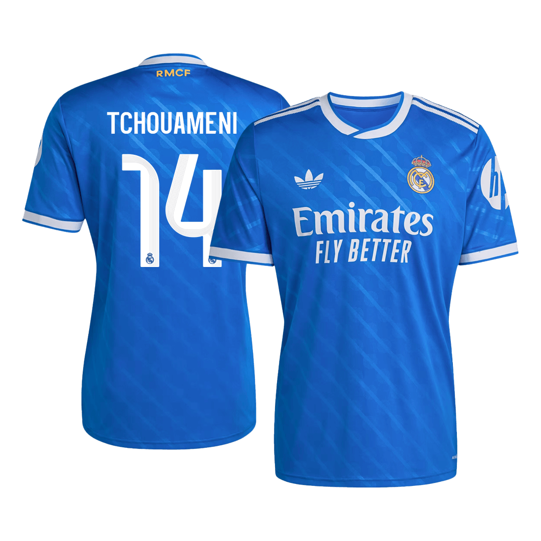 TCHOUAMENI #14 Real Madrid Fora Terceira Camisa 2025/26 Azul camisola de futebol