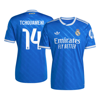 TCHOUAMENI #14 Real Madrid Fora Terceira Camisa 2025/26 Azul camisola de futebol
