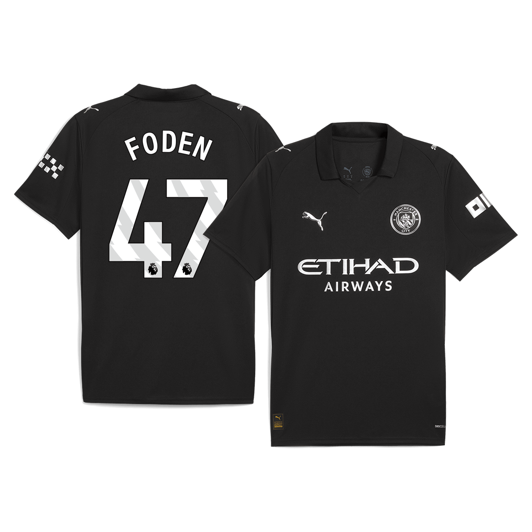 FODEN #47 Manchester City Fora Camisa 2025/26- Preto camisola de futebol