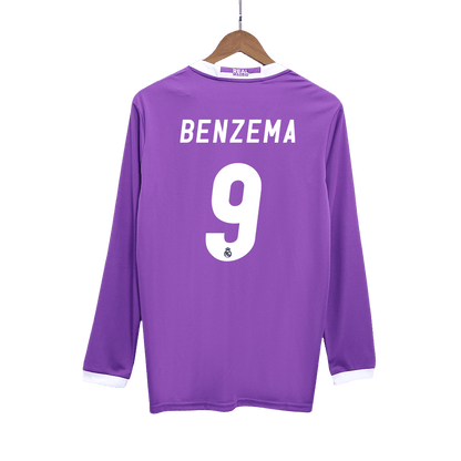 Camisola de futebol BENZEMA #9 Real Madrid Retro Jersey Away Manga Longa 2016/17 2025/26