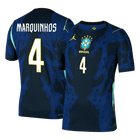 Versão do Jogador MARQUINHOS #4 Brasil Fora Copa do Mundo Futebol Camisas 2026 Marinha