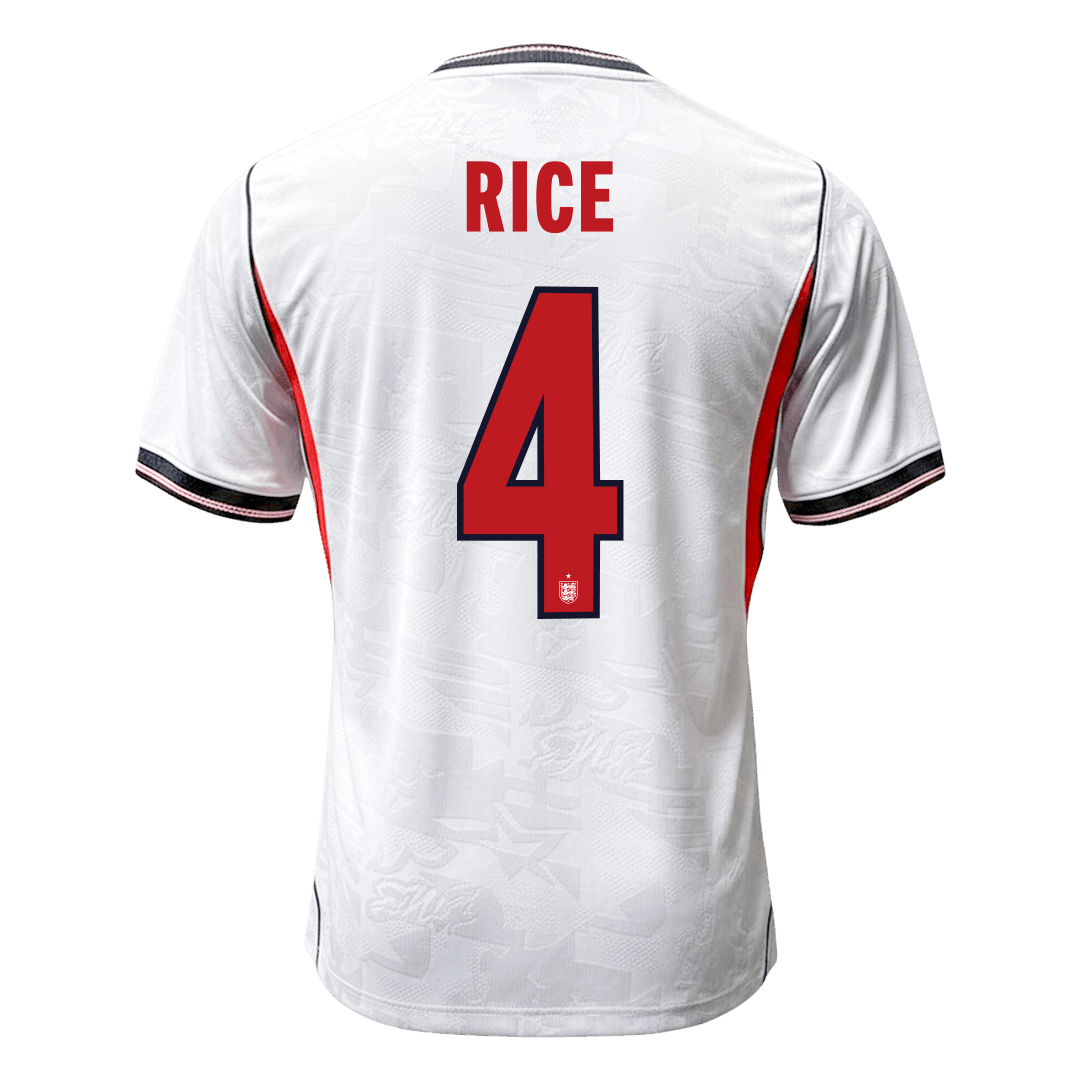 Versão do Jogador RICE #4 Inglaterra Casa Copa do Mundo Futebol Camisas 2026 Branco