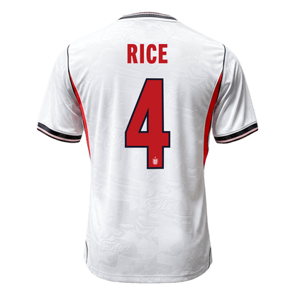 Versão do Jogador RICE #4 Inglaterra Casa Copa do Mundo Futebol Camisas 2026 Branco