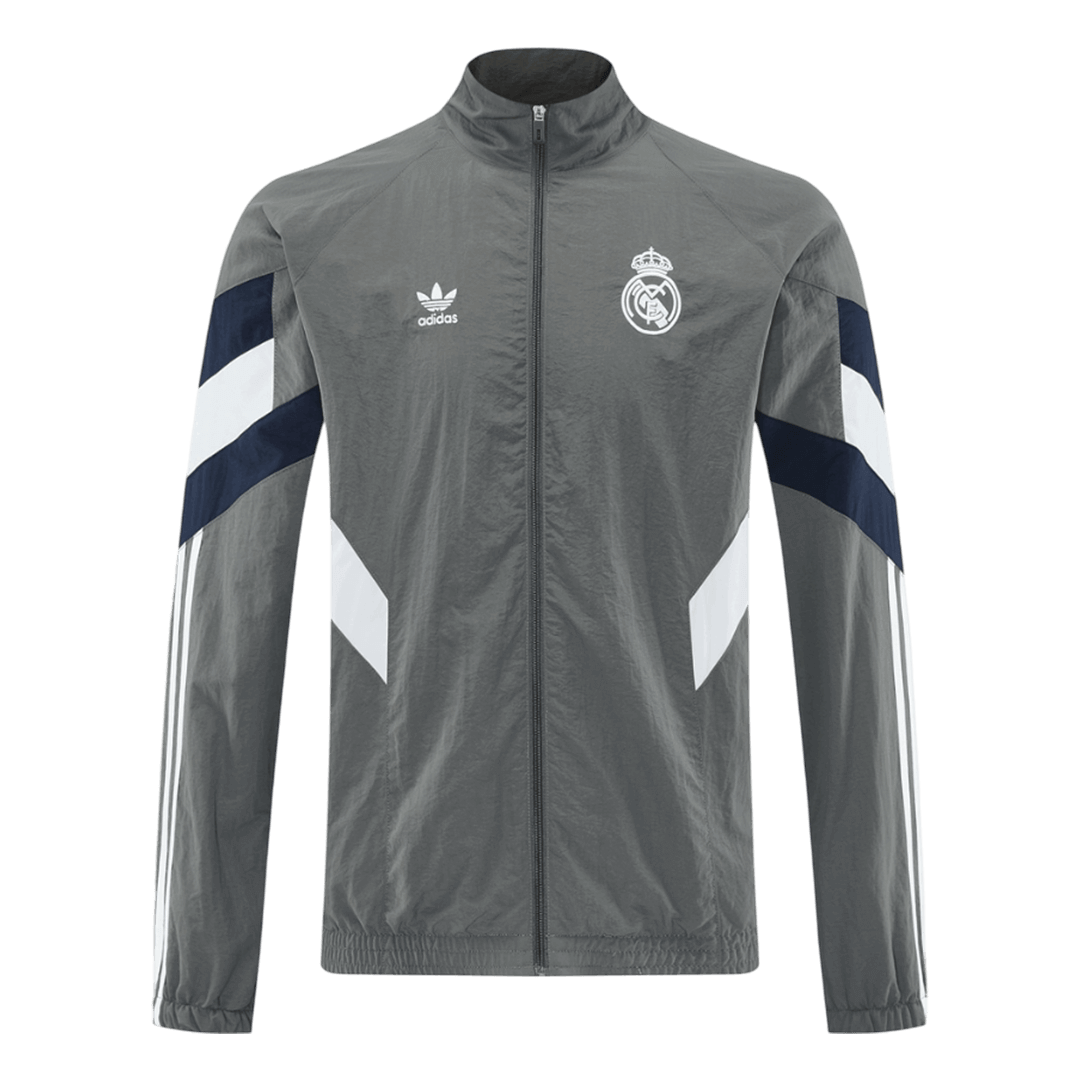 Real Madrid Jaqueta Corta-Vento 2025/26 Cinza camisola de futebol