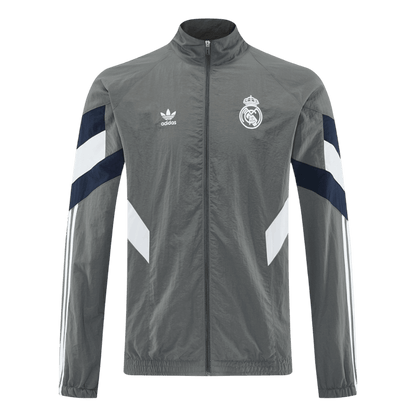 Real Madrid Jaqueta Corta-Vento 2025/26 Cinza camisola de futebol