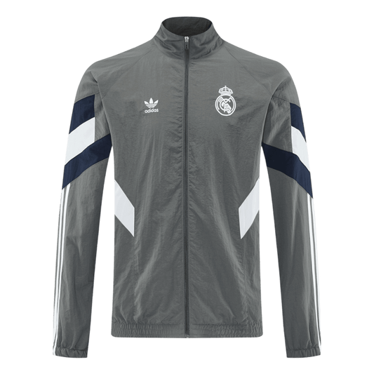 Real Madrid Jaqueta Corta-Vento 2025/26 Cinza camisola de futebol