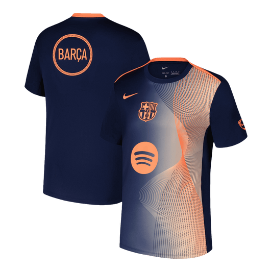 25/26 Club Barcelona Pré-Jogo Futebol Camisa Laranja &Preta camisola de futebol 2025/26