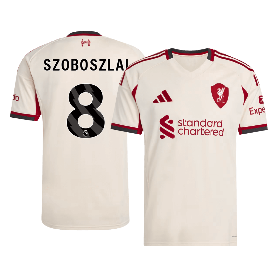 SZOBOSZLAI #8 Liverpool Fora Camisa 2025/26 Branco camisola de futebol