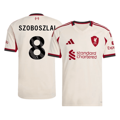 SZOBOSZLAI #8 Liverpool Fora Camisa 2025/26 Branco camisola de futebol