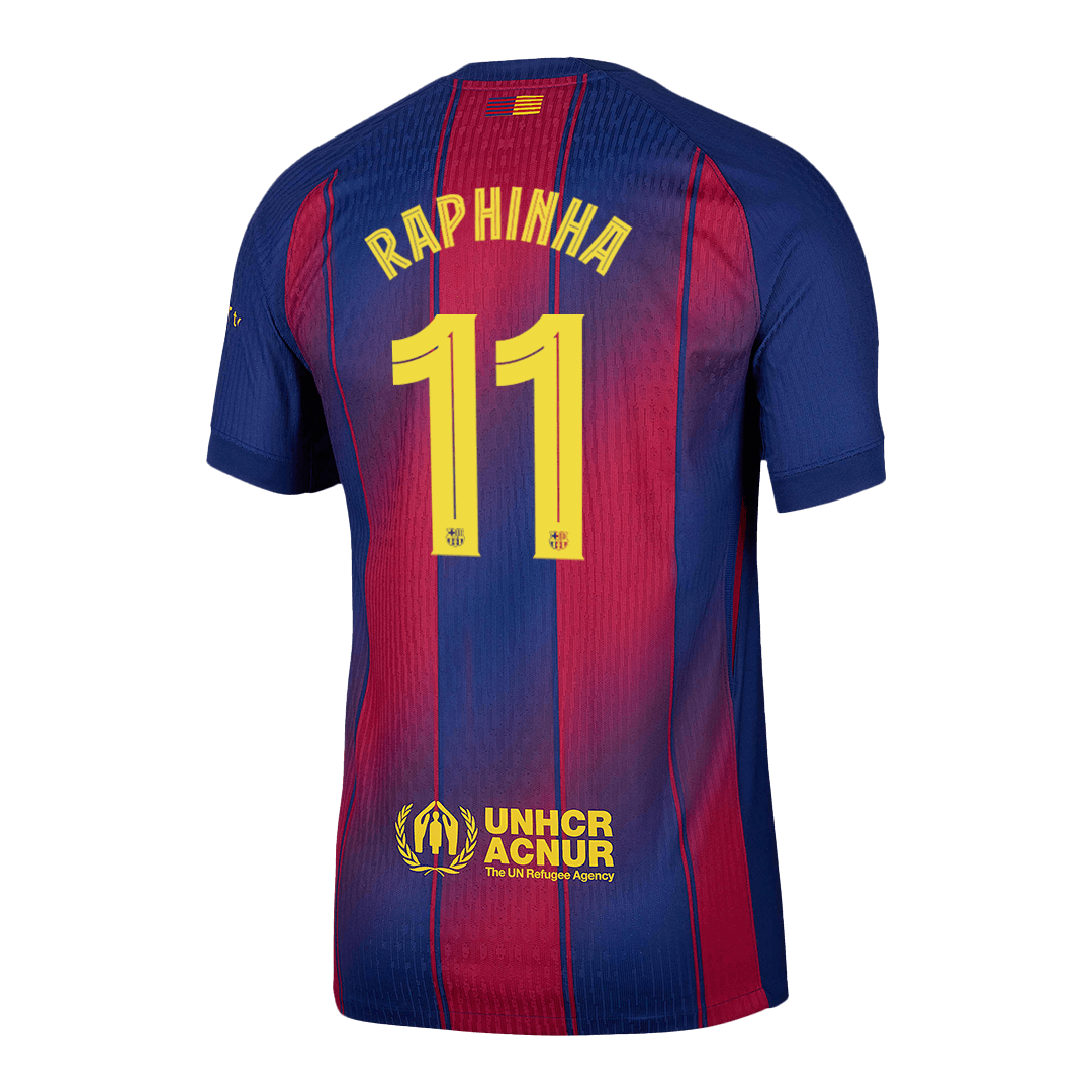 Jogador RAPHINHA #11 Barcelona Casa UCL Futebol Camisas 2025/26