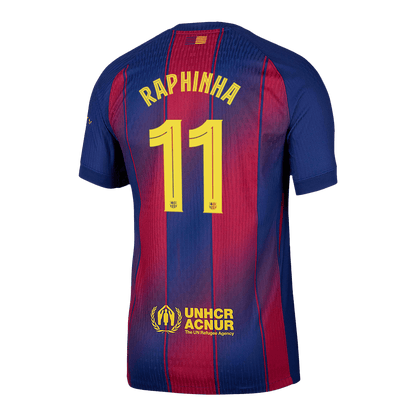 Jogador RAPHINHA #11 Barcelona Casa UCL Futebol Camisas 2025/26