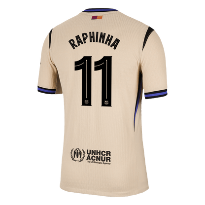 Jogador RAPHINHA #11 Barcelona Fora UCL Futebol Camisas 2025/26 Amarelo