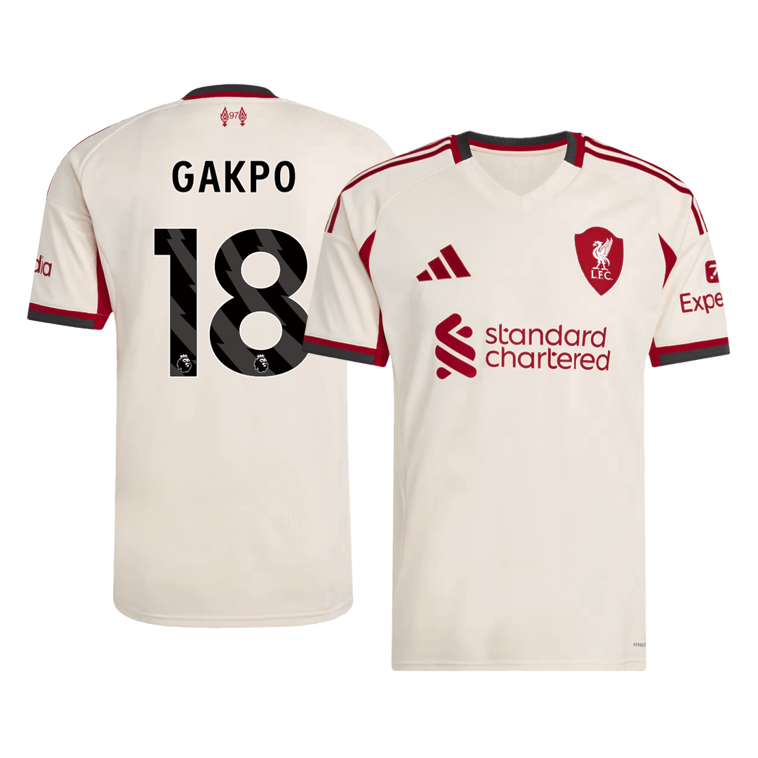 GAKPO #18 Liverpool Fora Camisa 2025/26 Branco camisola de futebol