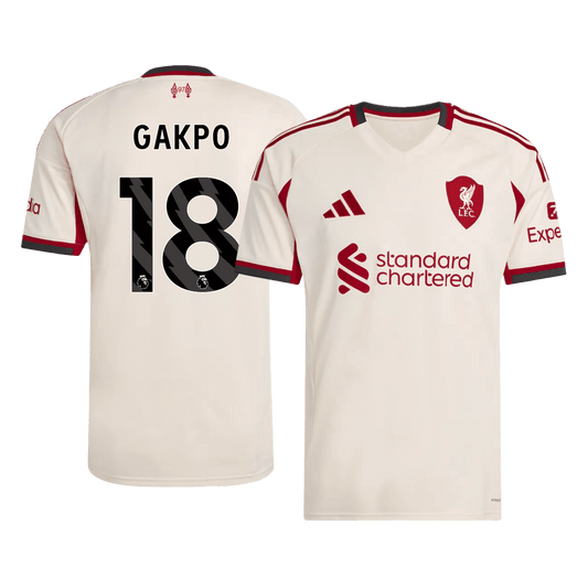 GAKPO #18 Liverpool Fora Camisa 2025/26 Branco camisola de futebol