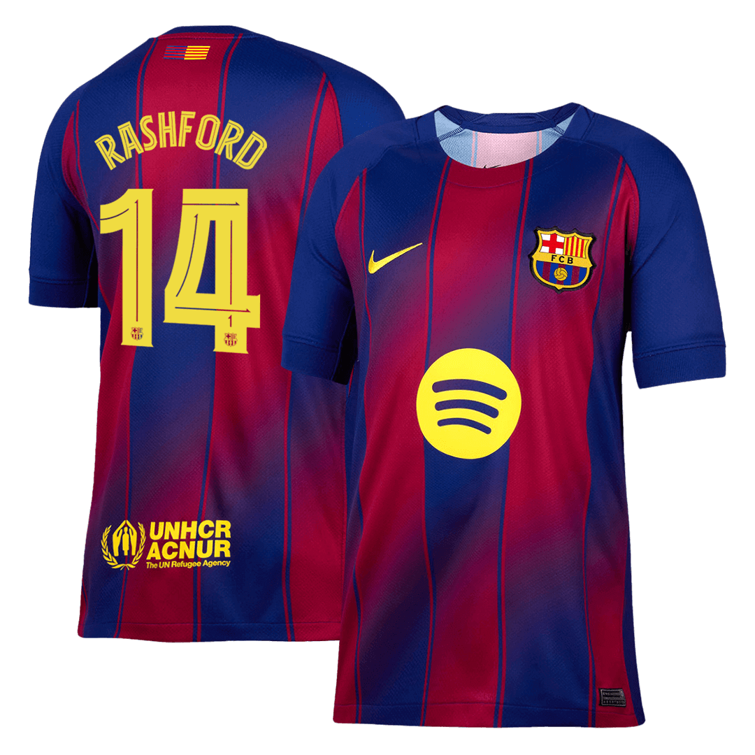 RASHFORD #14 Barcelona Casa Camisa 2025/26- Vermelho&Azul camisola de futebol