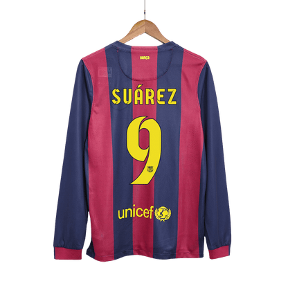 Camisola de futebol SU?REZ #9 Barcelona Retro Home Manga Longa 2014/15 2025/26