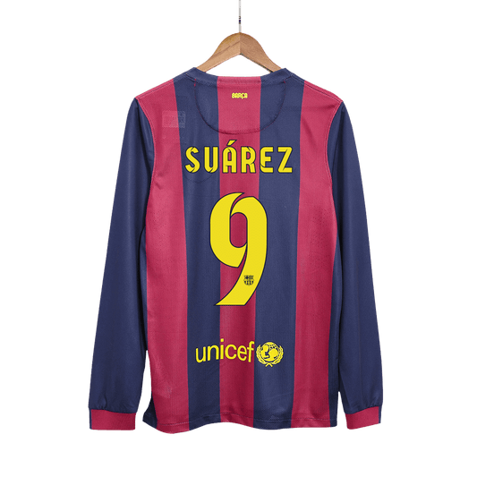 Camisola de futebol SU?REZ #9 Barcelona Retro Home Manga Longa 2014/15 2025/26
