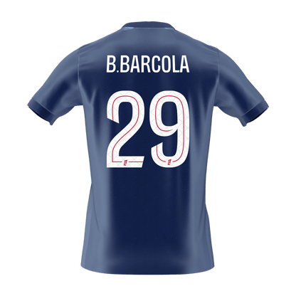 B.BARCOLA #29 PSG Casa Futebol Camisas 2025/26 Marinha