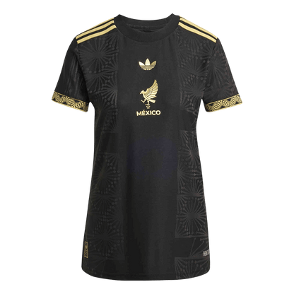 Mulheres Mexico Gold Soccer Camisa 2025 Preto Dourado camisola de futebol