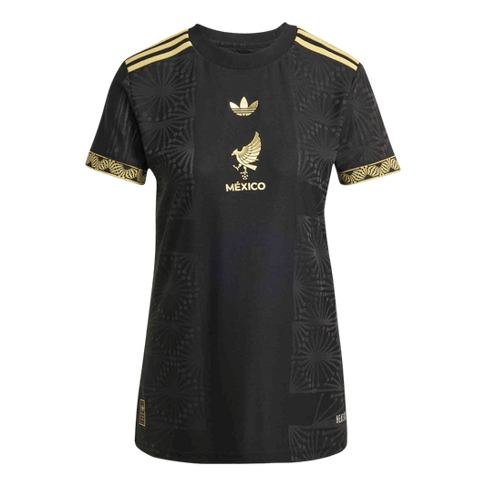 Mulheres Mexico Gold Soccer Camisa 2025 Preto Dourado camisola de futebol