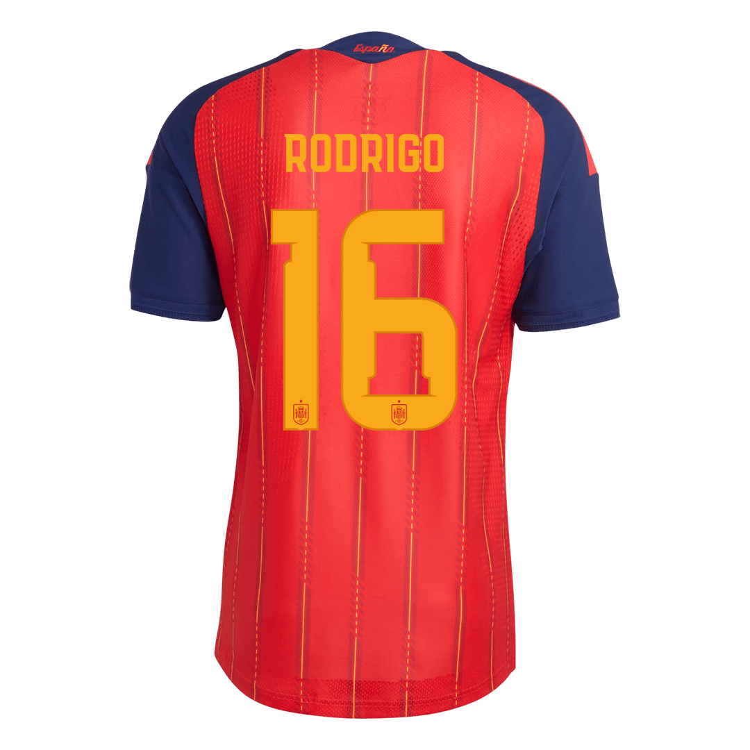 Versão do Jogador RODRIGO #16 Espanha Casa Copa do Mundo Futebol Camisas 2026 Vermelho