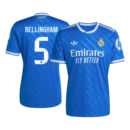 BELLINGHAM #5 Real Madrid Fora Terceira Camisa 2025/26- Azul camisola de futebol