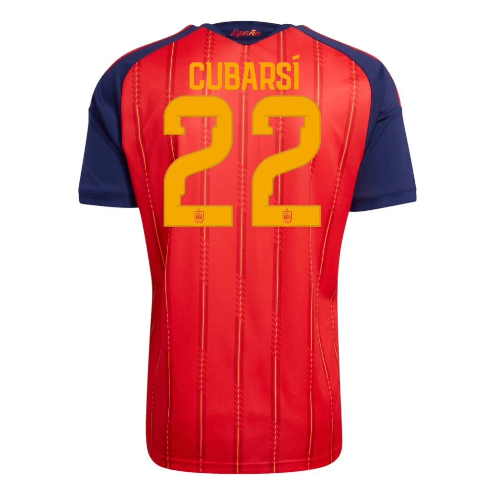 Versão do Jogador CUBARSÍ #22 Spain Casa Copa do Mundo Futebol Camisas 2026 Vermelho