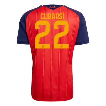 Versão do Jogador CUBARSÍ #22 Spain Casa Copa do Mundo Futebol Camisas 2026 Vermelho