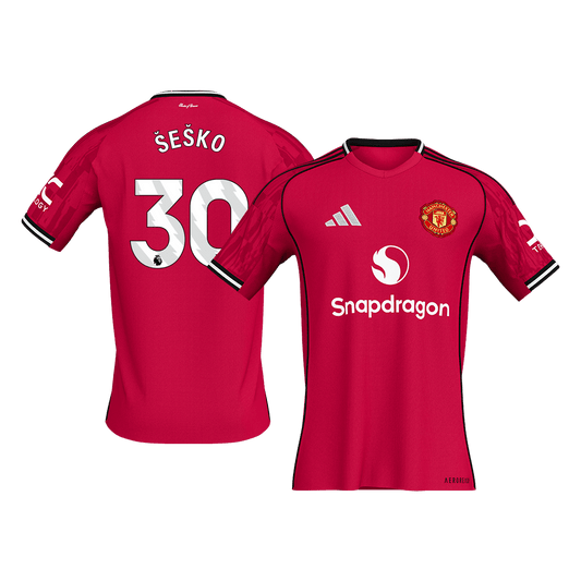ŠEŠKO #30 Manchester United Casa Camisa 2025/26 Vermelho camisola de futebol