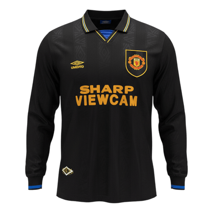 Retrô Manchester United Fora Manga Longa Camisa 1993/94 Preto camisola de futebol 2025/26