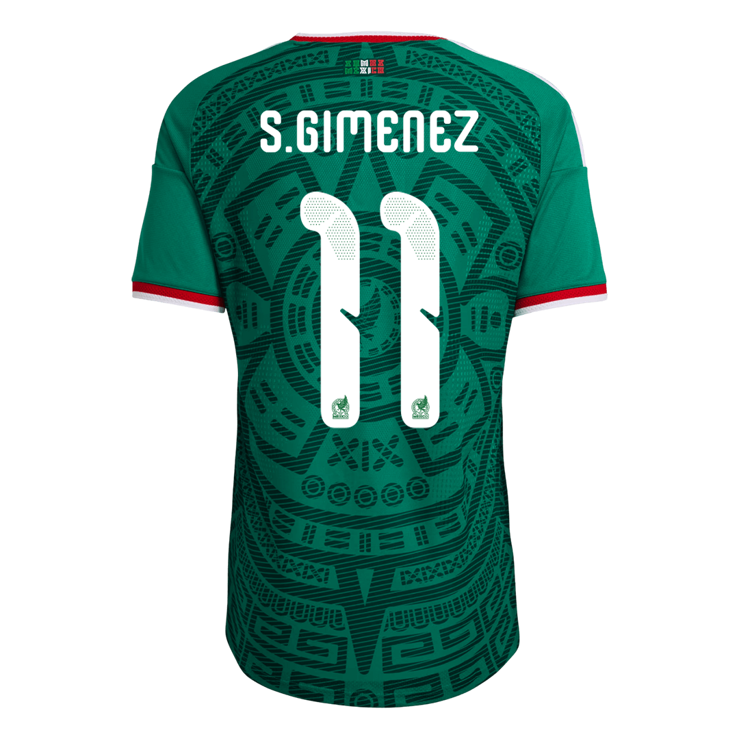 Versão do Jogador S.GIMENEZ #11 México Casa Copa do Mundo Futebol Camisas 2026 Verde