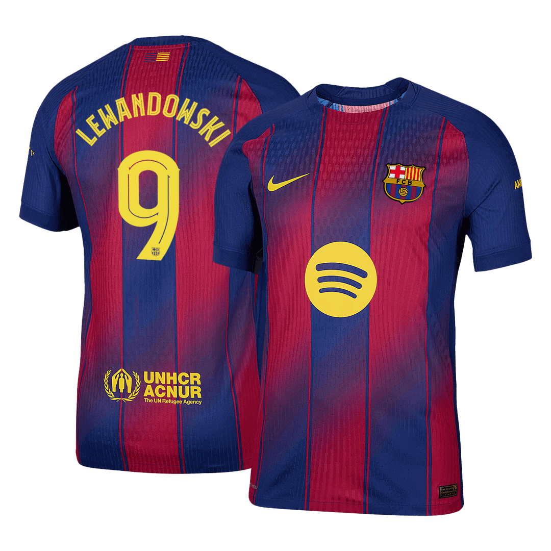 Jogador LEWANDOWSKI #9 Barcelona Casa UCL Futebol Camisas 2025/26 camisola de futebol
