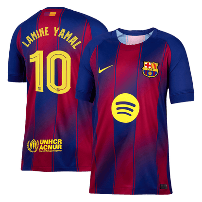 LAMINE YAMAL #10 Barcelona Casa Camisa 2025/26- Vermelho&Azul camisola de futebol