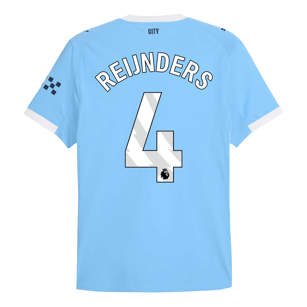 Jogador REIJNDERS #4 Manchester City Casa Futebol Camisas 2025/26 Azul