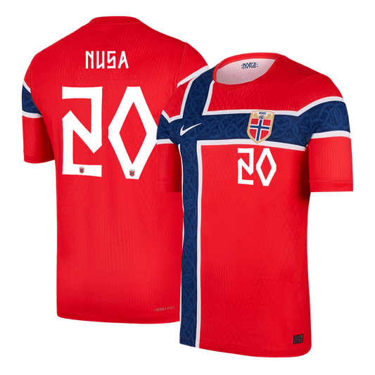 Versão do Jogador NUSA #20 Noruega Casa Copa do Mundo Futebol Camisas 2026 Vermelho