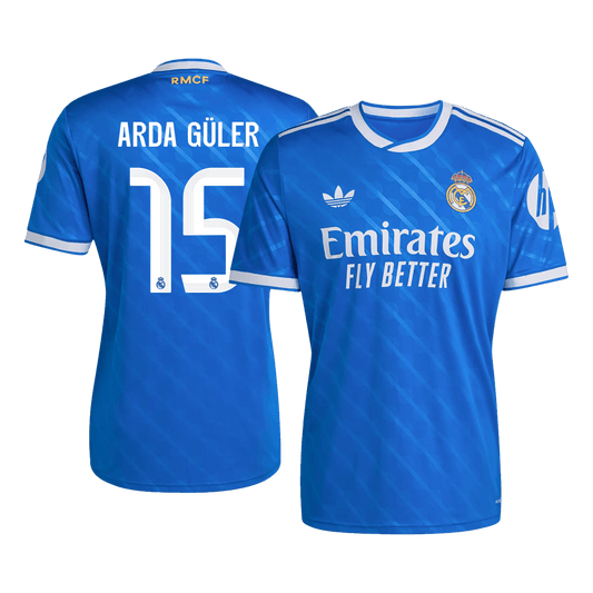 ARDA GÜLER #15 Real Madrid Fora Terceira Camisa 2025/26 Azul camisola de futebol