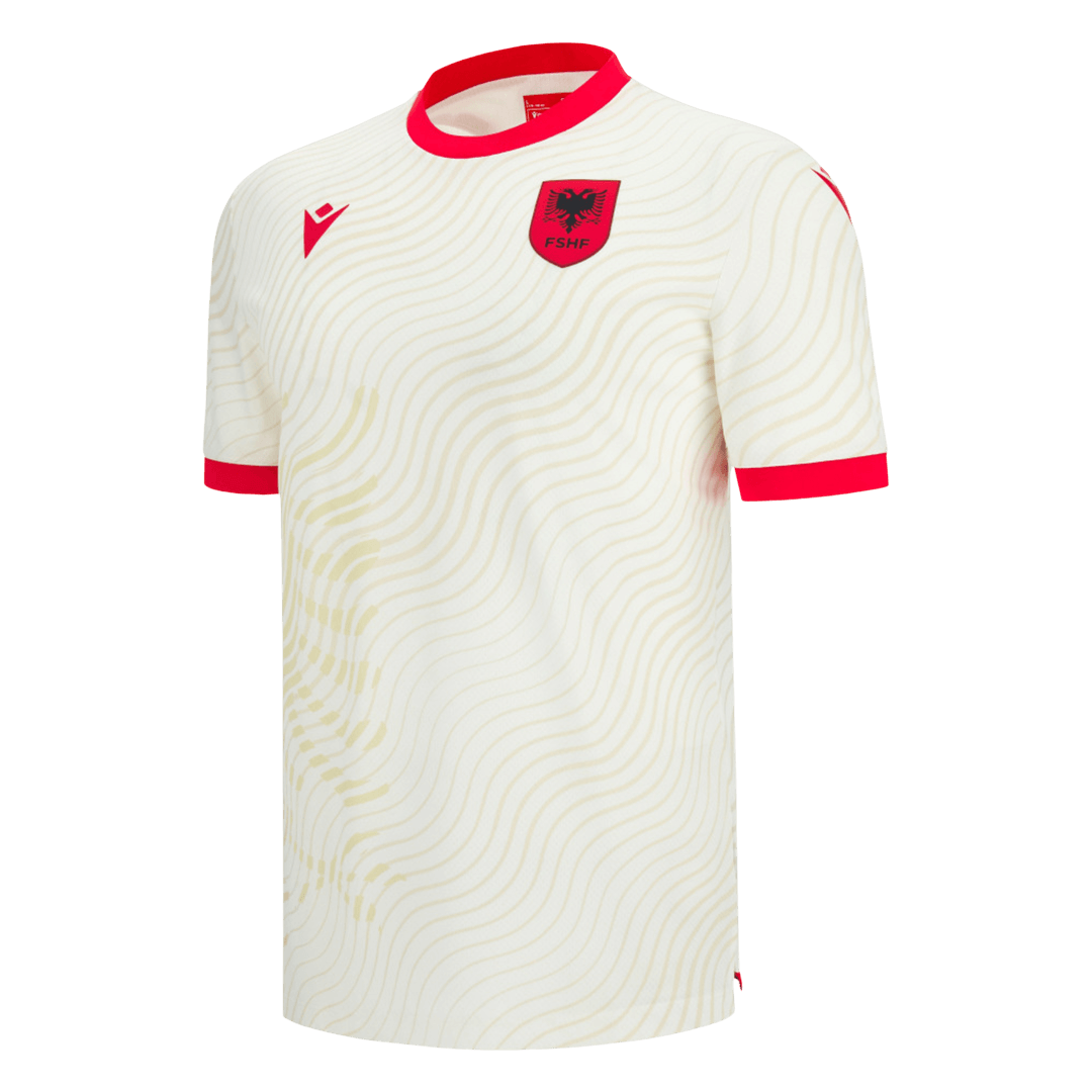 Albania Fora Camisa Copa do Mundo 2026 Branco - camisola de futebol para adeptos em