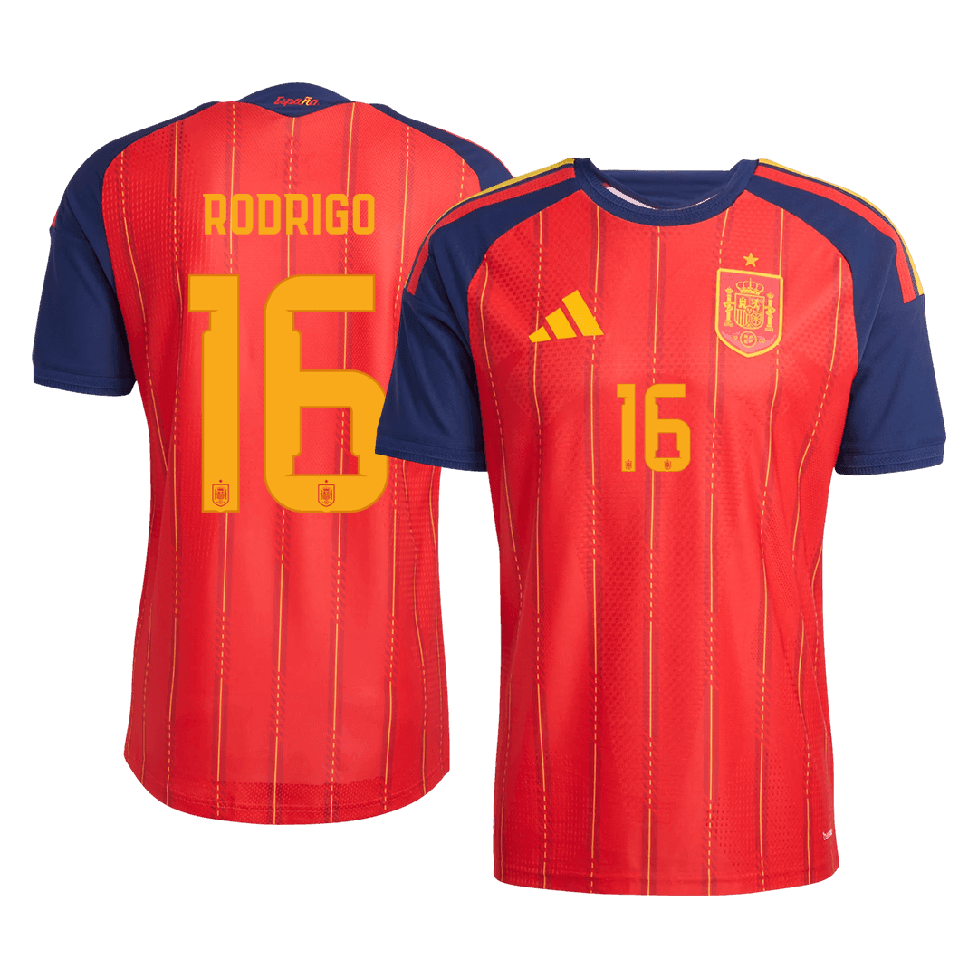 Versão do Jogador RODRIGO #16 Espanha Casa Copa do Mundo Futebol Camisas 2026 Vermelho
