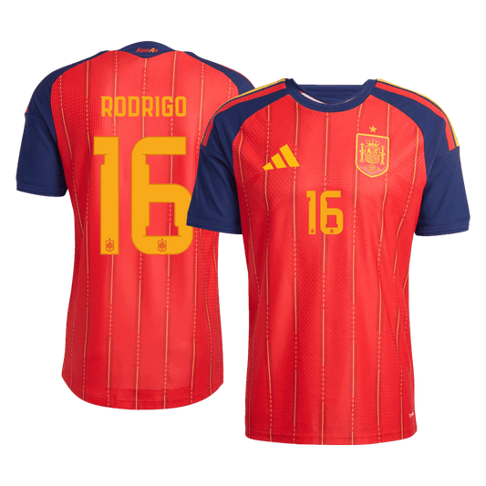 Versão do Jogador RODRIGO #16 Espanha Casa Copa do Mundo Futebol Camisas 2026 Vermelho