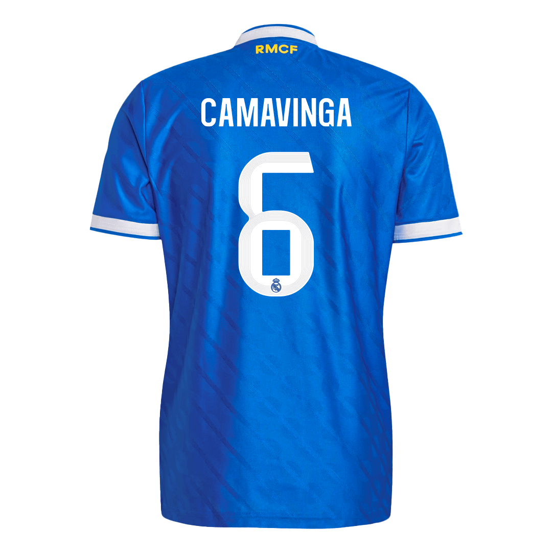 Jogador CAMAVINGA #6 Real Madrid Fora Terceira Futebol Camisas 2025/26 Azul