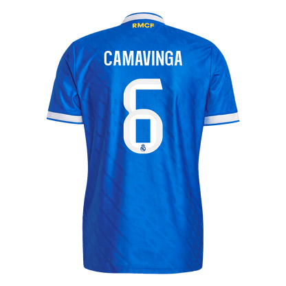 Jogador CAMAVINGA #6 Real Madrid Fora Terceira Futebol Camisas 2025/26 Azul