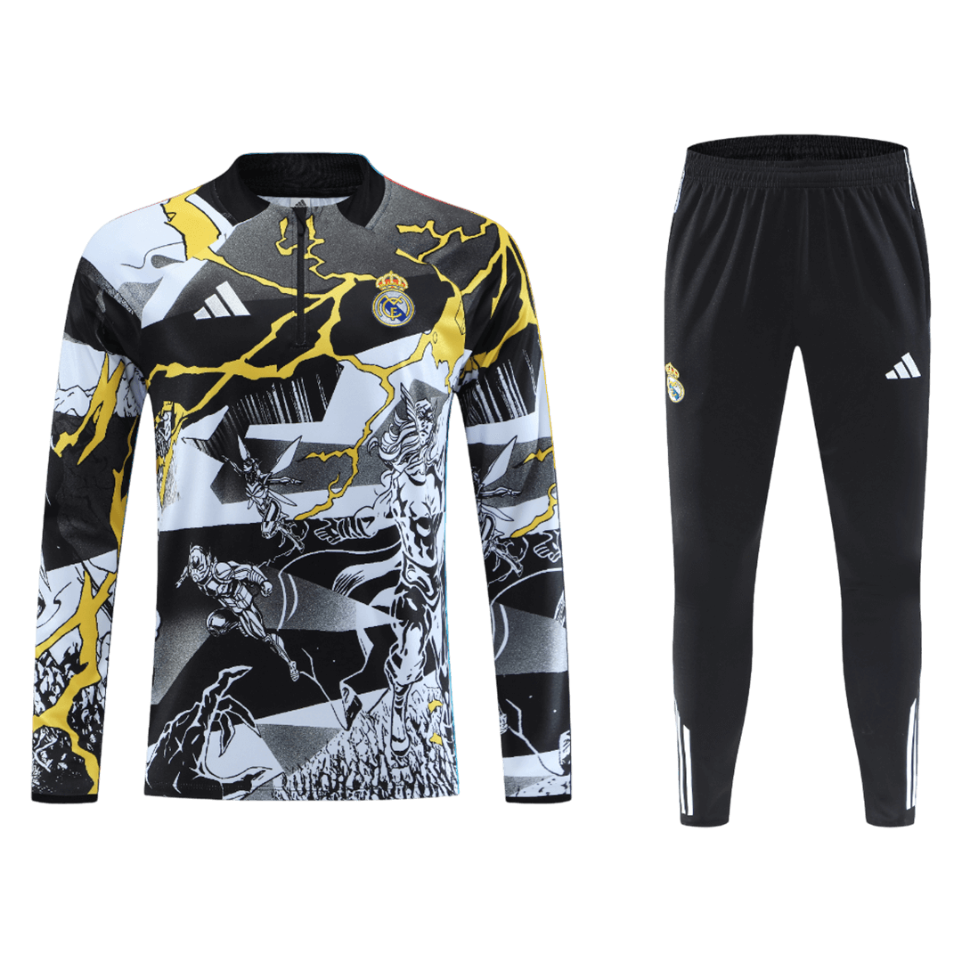Real Madrid Infantil Zíper Moletom Conjunto (Top+Pants) 
 2025/26 Preto camisola de futebol