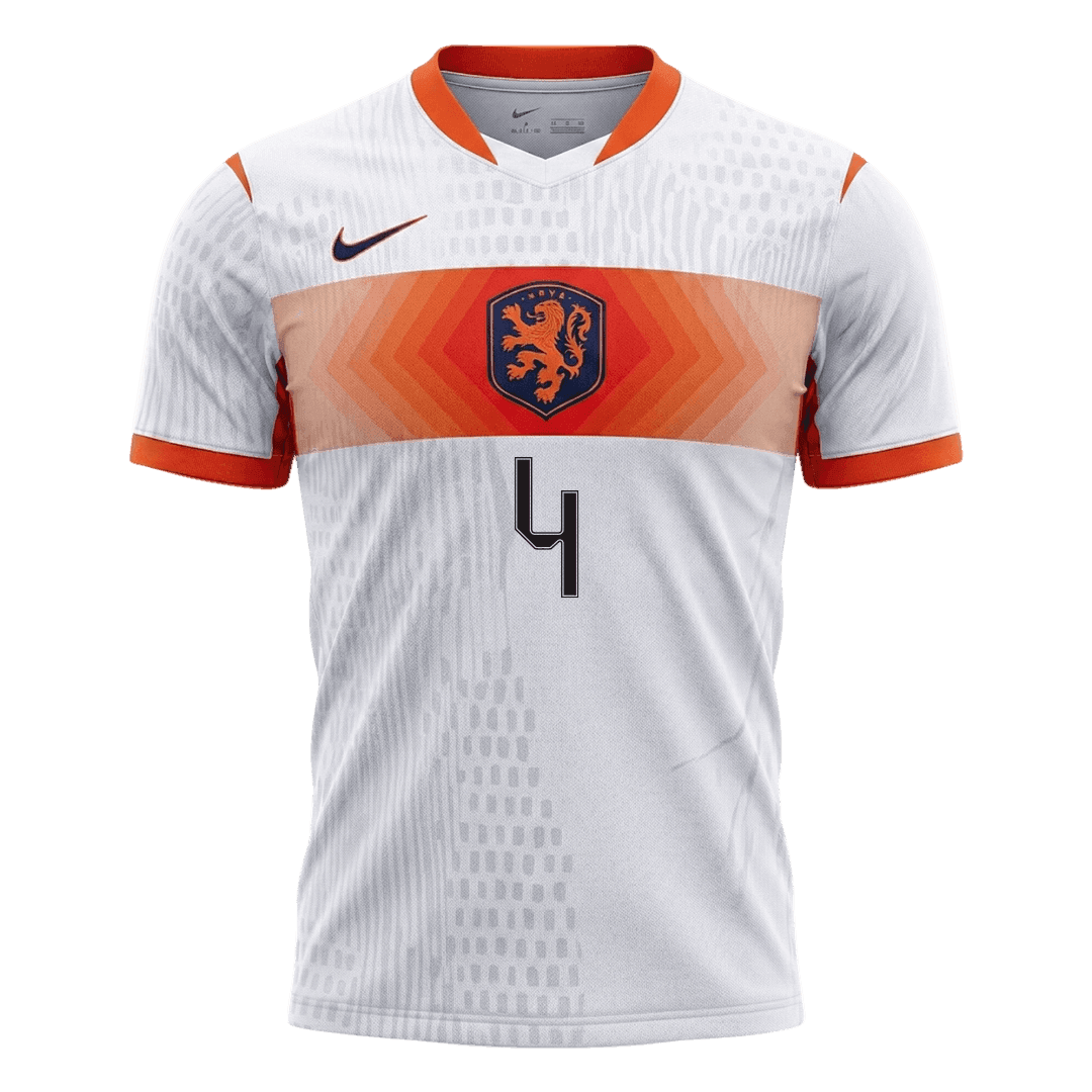 Versão do Jogador VIRGIL #4 Países Baixos Fora Copa do Mundo Futebol Camisas 2026 Branco