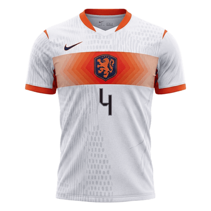 Versão do Jogador VIRGIL #4 Países Baixos Fora Copa do Mundo Futebol Camisas 2026 Branco
