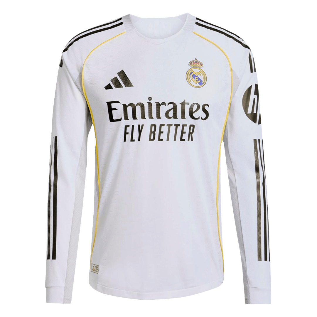 Real Madrid Casa Manga Longa Futebol Camisas 2025/26 Branco camisola de futebol